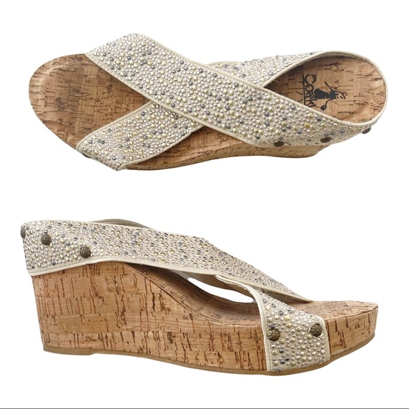 COPY - Corkys Sandals Summit Criss Cross Studed Elastic Cork Platform Open Toe … - Picture 4 of 9